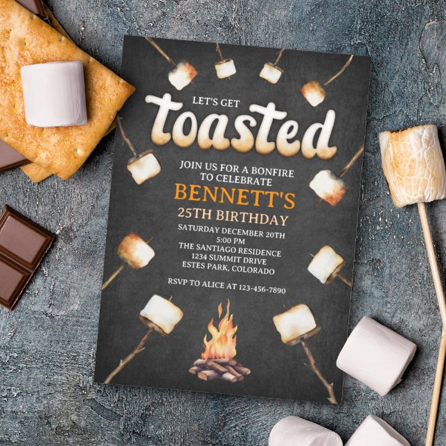 Invitación Cumpleaños de Adultos Tostados con Fuego (Subido por el creador)