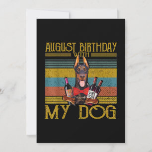 Invitación Cumpleaños de agosto con mi perro Doberman Pinsche