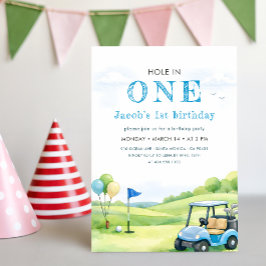 Invitación Cumpleaños de Agujero en Uno de Golf con Acuarela