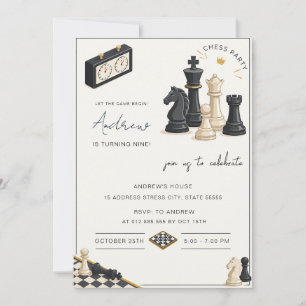 Invitación Cumpleaños de ajedrez personalizado para niños