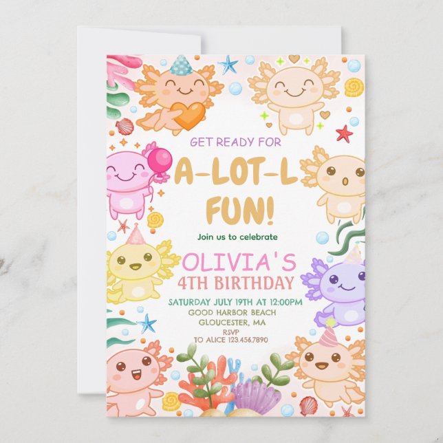 Invitación Cumpleaños de Ajolote  (Anverso)