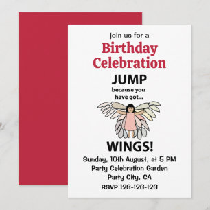 Invitación Cumpleaños de Alas Saltas Porque Tienes Alas
