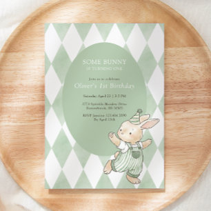 Invitación Cumpleaños de algún conejito verde que cumple uno