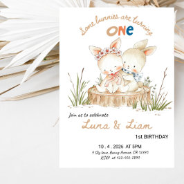 Invitación Cumpleaños de Algunos conejitos que cumplen uno