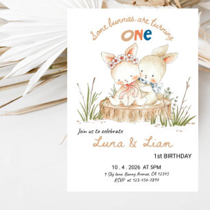 Invitación Cumpleaños de Algunos conejitos que cumplen uno