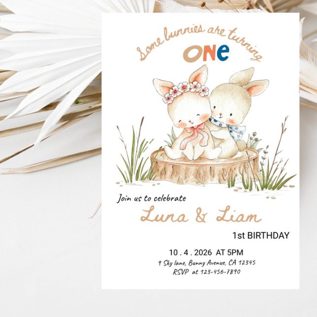 Invitación Cumpleaños de Algunos conejitos que cumplen uno (Subido por el creador)