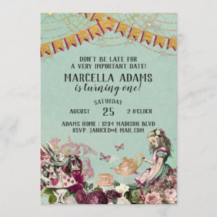 Invitación Cumpleaños de Alicia en el País de las Maravillas
