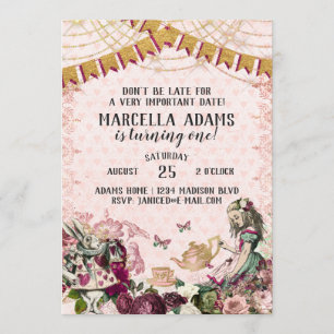 Invitación Cumpleaños de Alicia en el País de las Maravillas