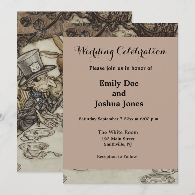 Invitación Cumpleaños de Alicia Fiesta de Cumpleaños sin Cump (Anverso / Reverso)