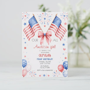 Invitación Cumpleaños de American Girl el 4 de Julio