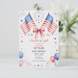 Invitación Cumpleaños de American Girl el 4 de Julio