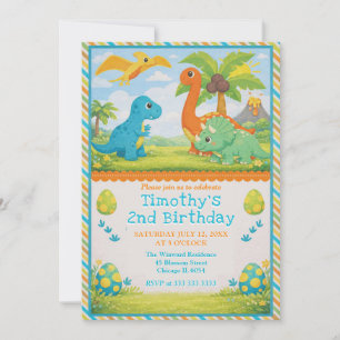 Invitación Cumpleaños de amigos dinosaurios lindos