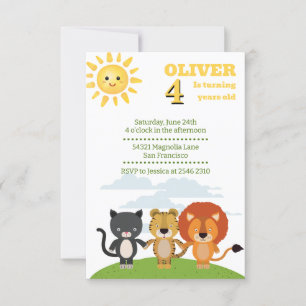 Invitación Cumpleaños de Amigos Jungle Animals