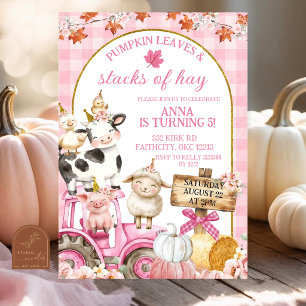Invitación Cumpleaños de animal de granja de calabaza de ging