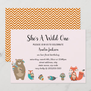 Invitación Cumpleaños de Animal Tribal Ella Es Una Salvaje