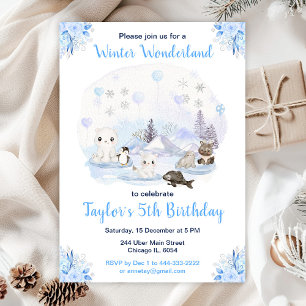Invitación Cumpleaños de Animales Árticos País de las Maravil