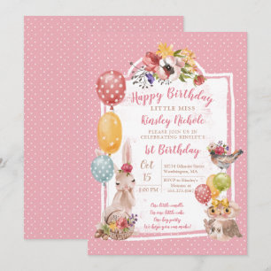 Invitación Cumpleaños de animales bebés para niña