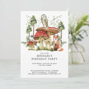 Invitación Cumpleaños de animales de bosque rústico