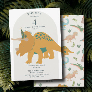Invitación Cumpleaños de Animales de Fiesta Prehistóricos Boh