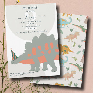 Invitación Cumpleaños de Animales de Fiesta Prehistóricos Boh