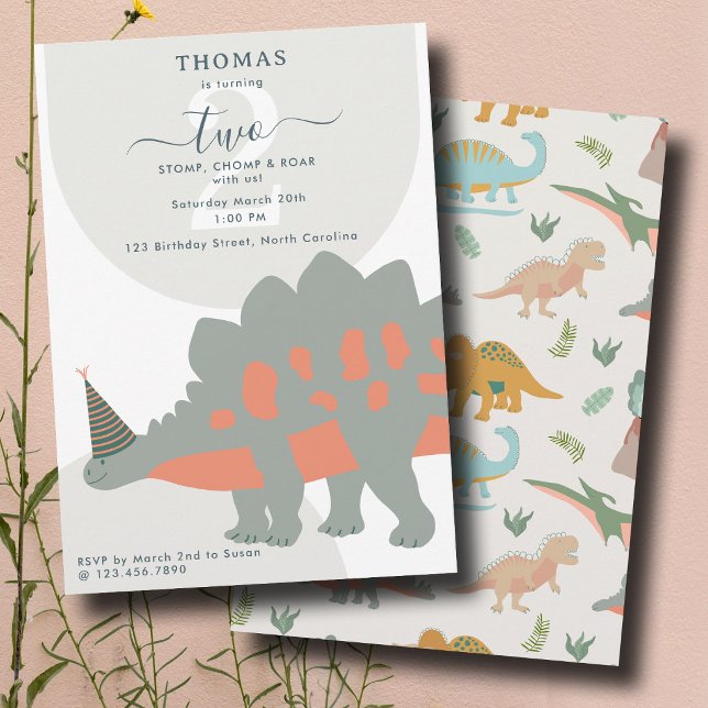 Invitación Cumpleaños de Animales de Fiesta Prehistóricos Boh (Dinosaurs Boho Prehistoric Party Animals Birthday Invitation)