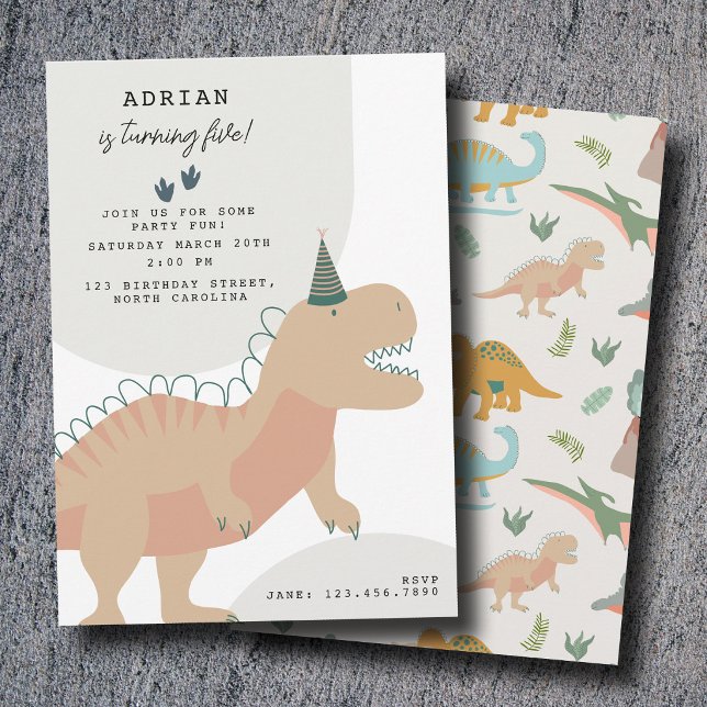 Invitación Cumpleaños de Animales de Fiesta Prehistóricos Boh (Dinosaurs Boho Prehistoric Party Animals Birthday Invitation)
