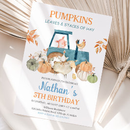 Invitación Cumpleaños de Animales de Granja de Otoño