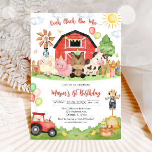 Invitación Cumpleaños de animales de granja Oink Baa Quack Mo