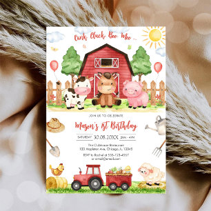 Invitación Cumpleaños de animales de granja Oink Baa Quack Mo