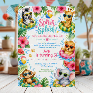 Invitación Cumpleaños de Animales de la Jungla Divertidos en