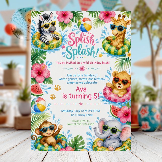 Invitación Cumpleaños de Animales de la Jungla Divertidos en  (Subido por el creador)