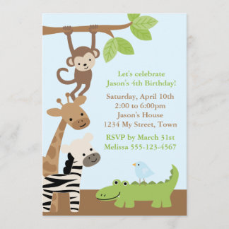 Invitación Cumpleaños de animales de la selva