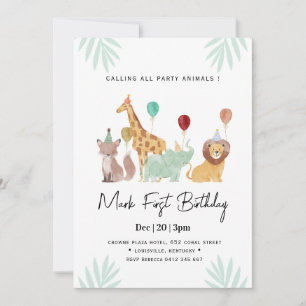 Invitación Cumpleaños de animales de safari