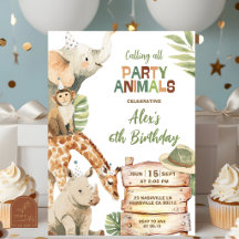 Cumpleaños de animales de safari de la sabana de n