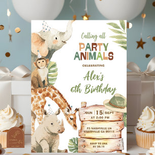 Invitación Cumpleaños de animales de safari de la sabana de n