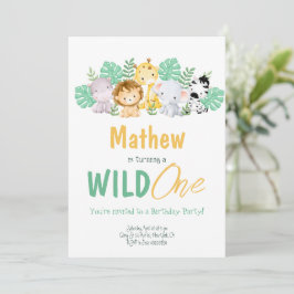 Invitación Cumpleaños de animales de safari salvaje para niño