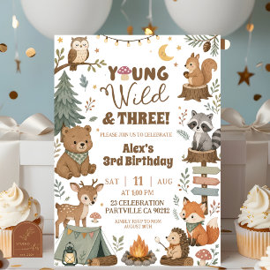Invitación Cumpleaños de Animales del Bosque Joven Salvaje y