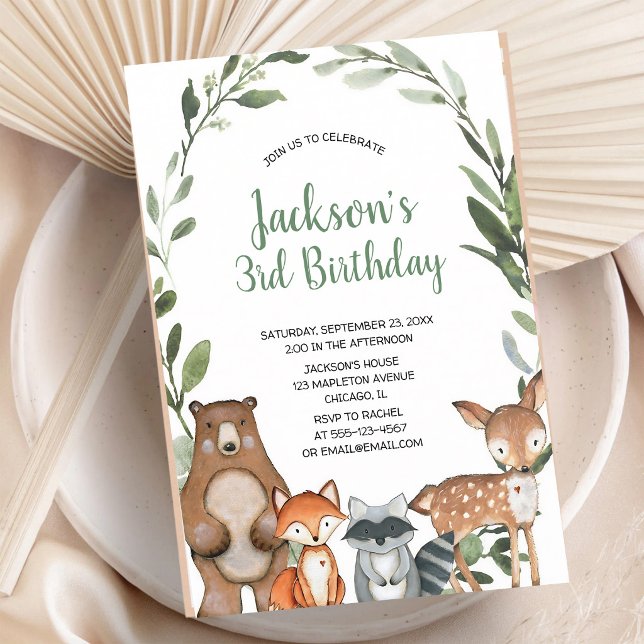 Invitación Cumpleaños de Animales del Bosque Verde (Subido por el creador)