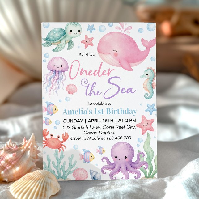 Invitación Cumpleaños de Animales del Océano Lindos Oneder Ba (Subido por el creador)