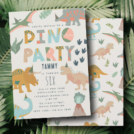 Invitación Cumpleaños de Animales Fiesta Boho Dinosaurios