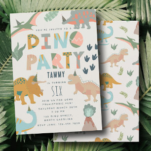 Invitación Cumpleaños de Animales Fiesta Boho Dinosaurios