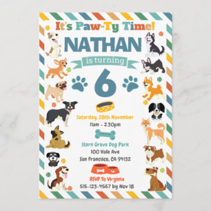 Invitación Cumpleaños de Animales Perritos Fiesta