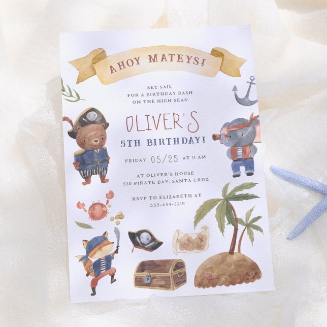 Invitación Cumpleaños de Animales Piratas (Subido por el creador)