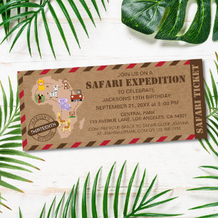 Invitación Cumpleaños de animales salvajes de boleto de Safar