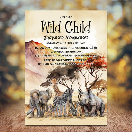 Invitación Cumpleaños de animales salvajes de Safari infantil