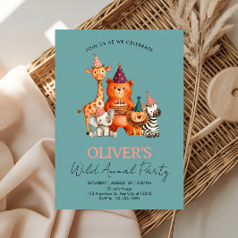 Invitación Cumpleaños de Animales Salvajes Safari de la Jungl