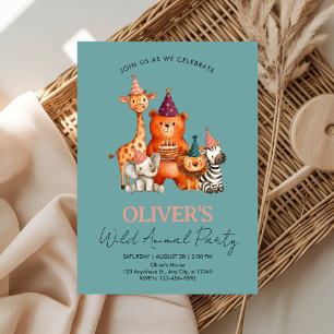 Invitación Cumpleaños de Animales Salvajes Safari de la Jungl