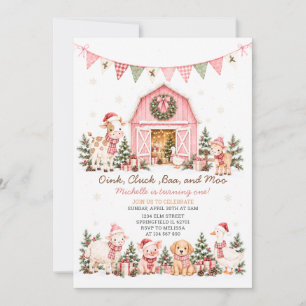 Invitación Cumpleaños de animalitos lindos de granja vintage
