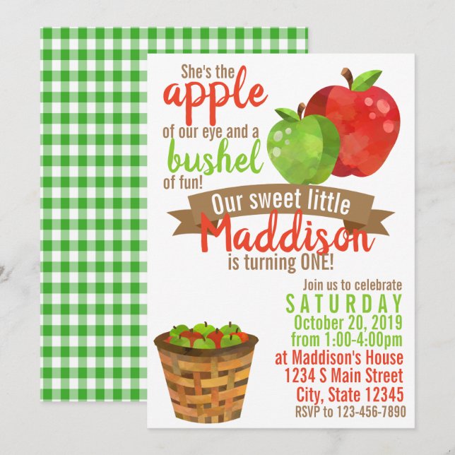 Invitación Cumpleaños de Apple (Anverso / Reverso)