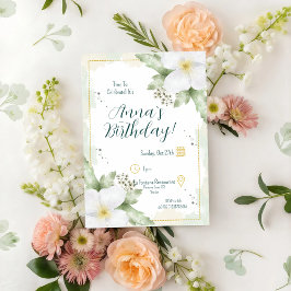 Invitación Cumpleaños de Apple Blossom Watercolor Florals